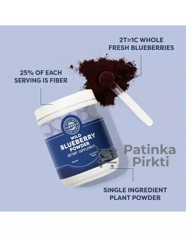 Laukinių mėlynių liofilizuotų milteliai (JAV), Vimergy, 250g 2