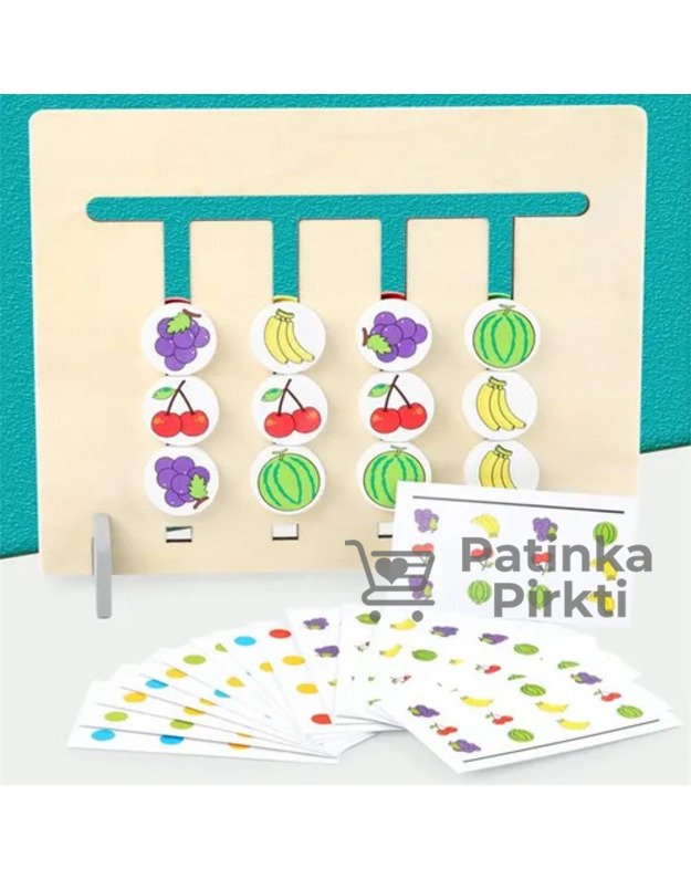 Medinis edukacinis žaislas Spalvos ir vaisiai, Montessori
