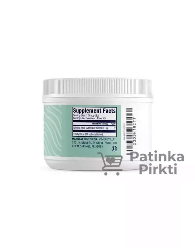 Spirulina milteliai (JAV), Vimergy, 135g 2