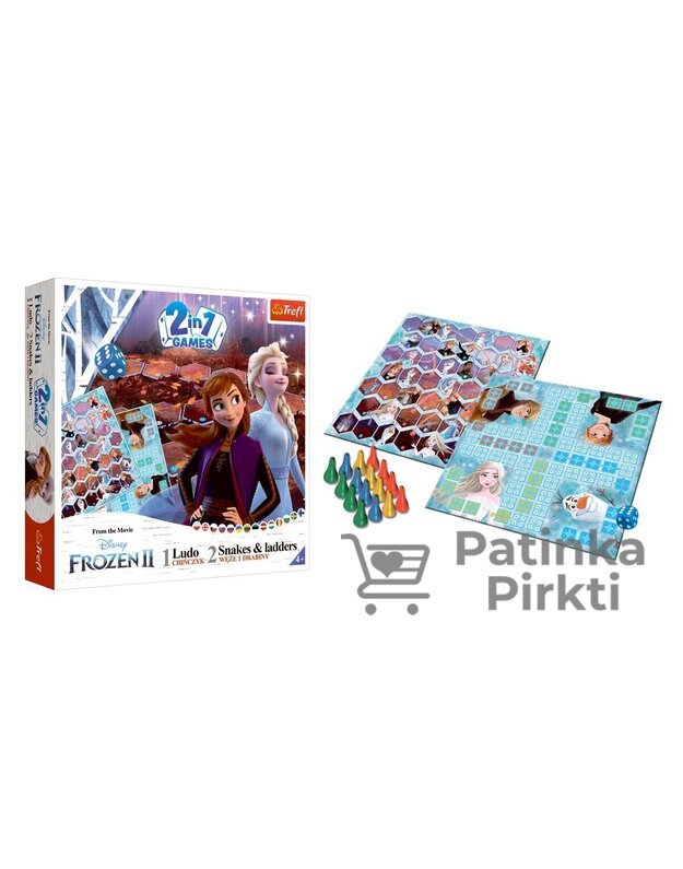 Stalo žaidimas 2 in 1 Trefl Ledo šalis 2 (Frozen 2) Ludo Snakes and Ladders/Gyvatėlės ir kopėčios