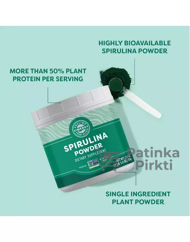 Spirulina milteliai (JAV), Vimergy, 500g 1