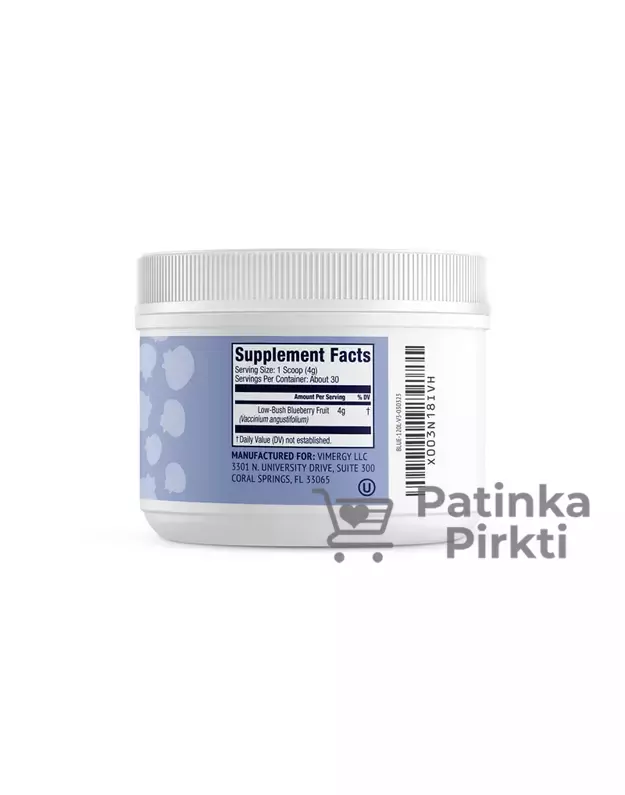 Laukinių mėlynių liofilizuotų milteliai (JAV), Vimergy, 120g 2