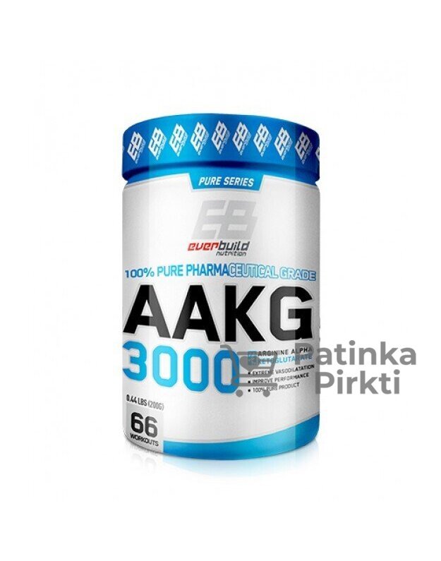 Arginino milteliai AAKG 3000 200g (66 porcijos) EVERBUILD NUTRITION