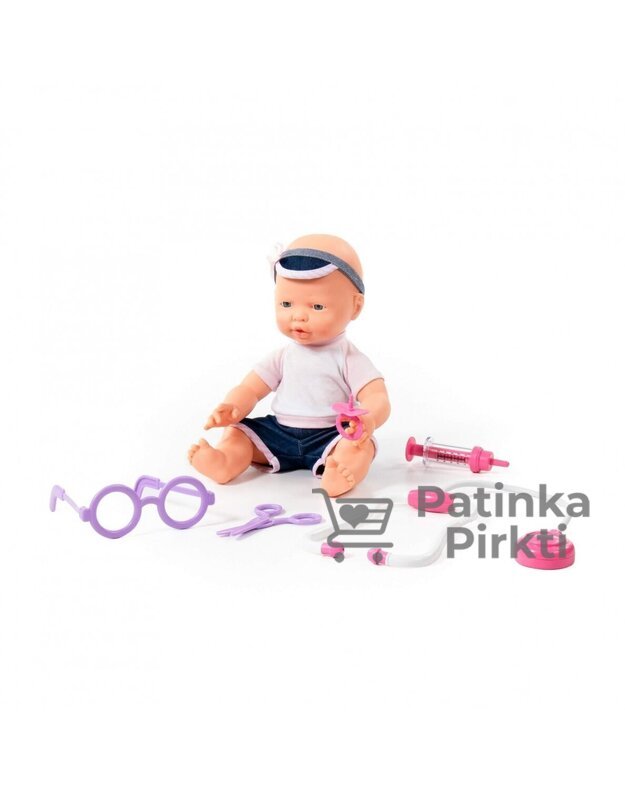 Kūdikis lėlė Lovely Baby Doll 35cm su gydytojo rinkiniu