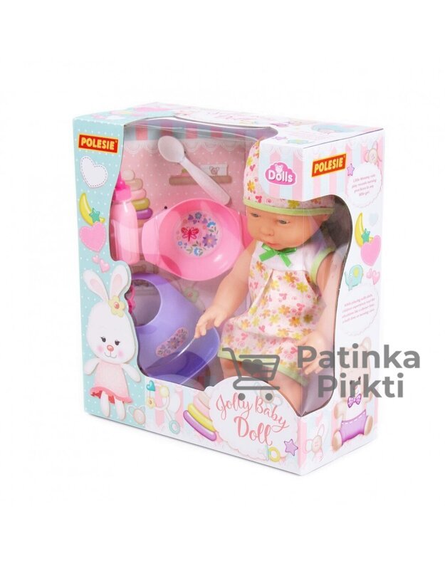 Kūdikis lėlė Lovely Baby Doll 35cm su čiulptuku ir rinkiniu maitinimui