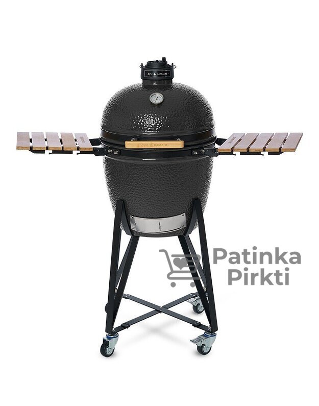 Grilis KAMADO 56 cm, Large, pilkas, su priedais (deflektorius, uždangalas, įrankis pelenams ir kt.)  Zyle ZY22GYSET