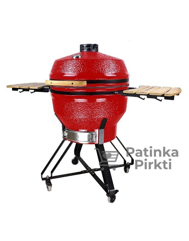 Grilis KAMADO 66 cm, XX Large, juodas, su priedais (deflektorius, uždangalas, stovas viščiuko kepimui ir kt.)  Zyle ZY26KSRDSET