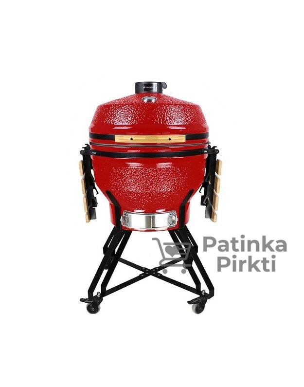 Grilis KAMADO 66 cm, XX Large, juodas, su priedais (deflektorius, uždangalas, stovas viščiuko kepimui ir kt.)  Zyle ZY26KSRDSET