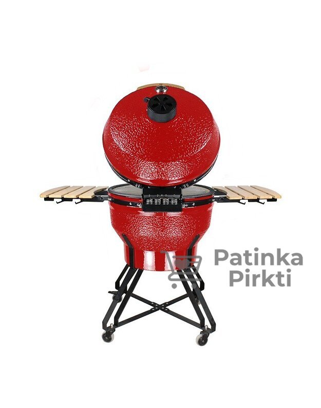 Grilis KAMADO 66 cm, XX Large, juodas, su priedais (deflektorius, uždangalas, stovas viščiuko kepimui ir kt.)  Zyle ZY26KSRDSET