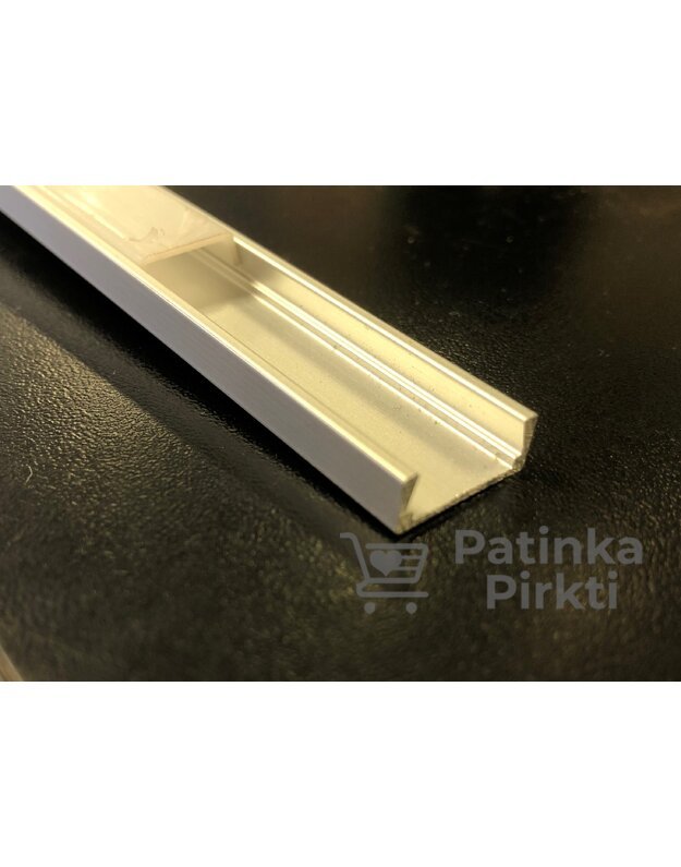 Aliuminio profilis paviršinis 16x6 mm LED juostai su pusiau matiniu dangteliu PLAP052