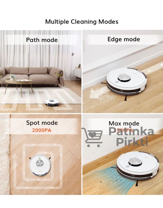 Išmanus Robotas dulkių siurblys, LDS lazerinė navigacinė sistema, „Smart Planned WIFI App“ nuotolinis valdymas, „Draw Clean“ iLIFE L100 