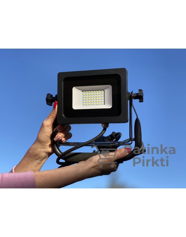 Prožektorius Nešiojamas LED 30 W, 2400 Lm, 6400 K, IP65, Juodos Spalvos GTV INEXT