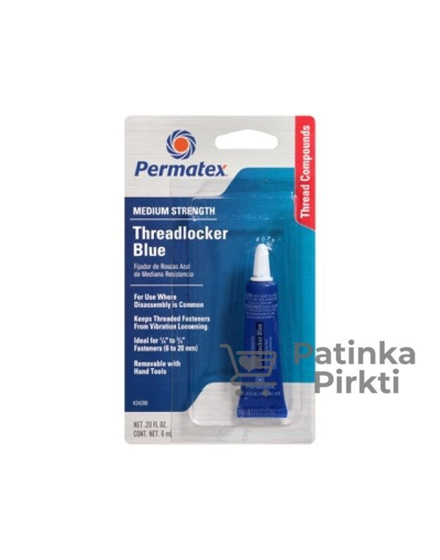 Fiksatorius sriegių vidutinis (mėlynas) Permatex 24200 6ml