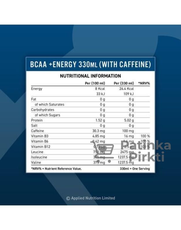 Applied BCAA gėrimas su kofeinu 100mg 330 ml