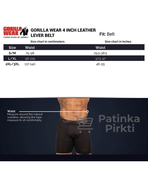 Gorilla Wear 4 Inch Leather Lever Belt - Black