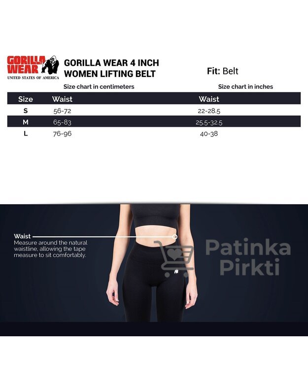 Gorilla Wear 4 Inch Women s Lifting Belt - Black/White