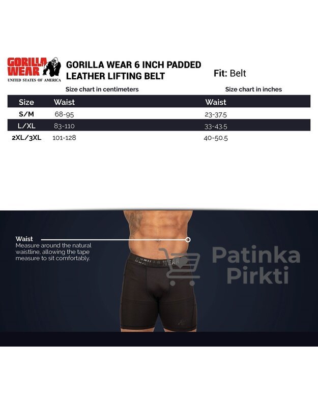 Gorilla Wear 6 Inch Padded Leather Lifting Belt - Black/Black